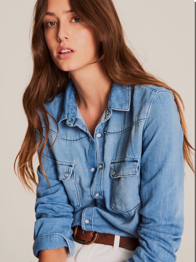 Classic Cool! Ba&Sh Bridget Light Blue Soft Denim Shirt -
